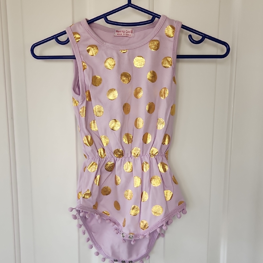 Mossy Oak Pink and Gold Polka Dot Kids Bodysuit